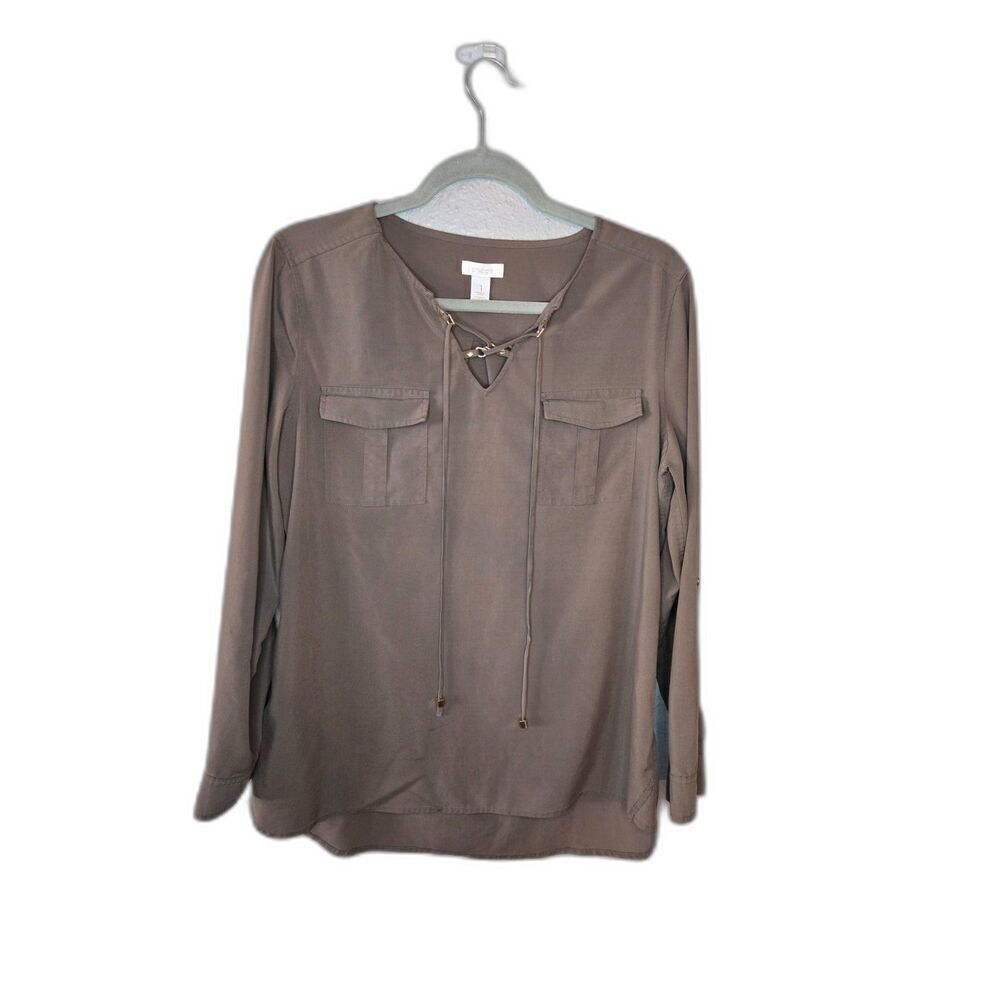 Chico's Women's Green Long Sleeve Blouse Size 1